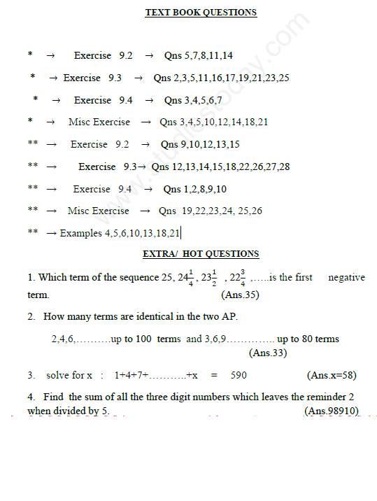 CBSE Class 11 Mathematics Sequences and Series Assignment Set C